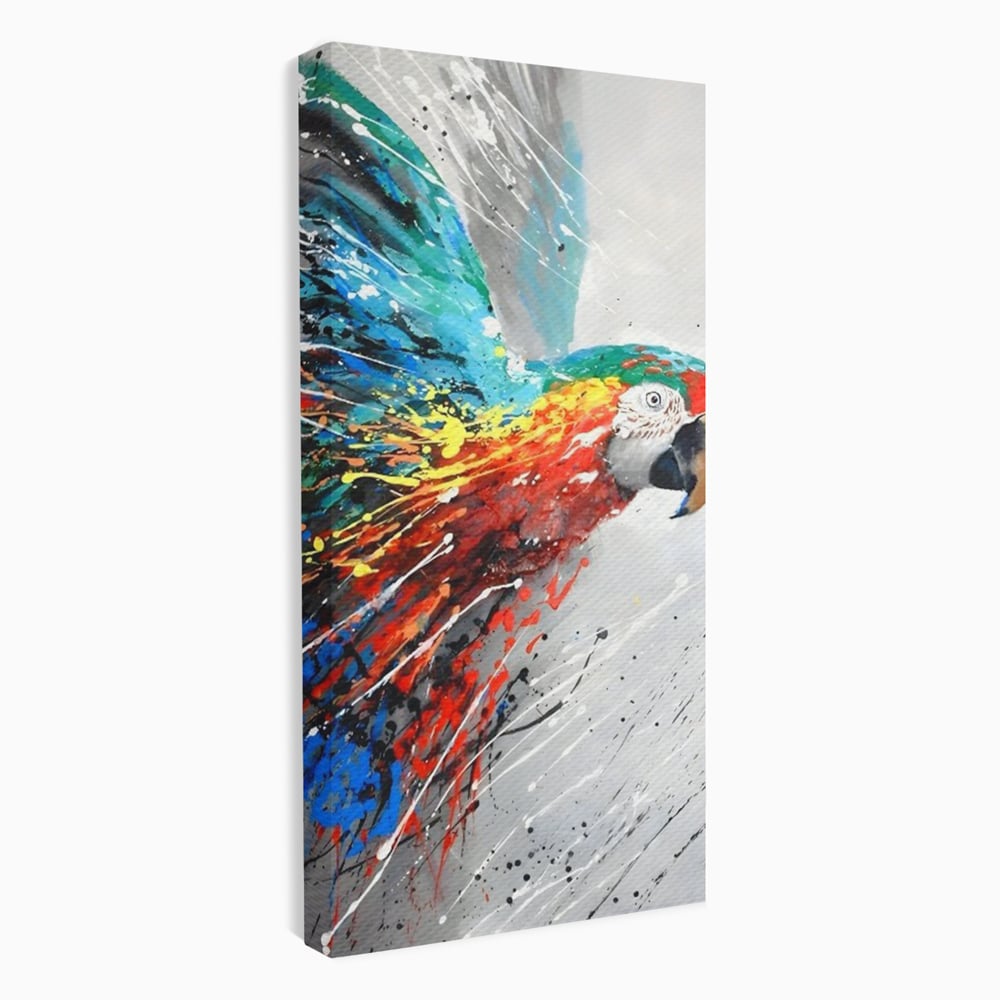 Tablou canvas cu tablou canvas cu papagal colorat, fara rama, pe sasiu de lemn